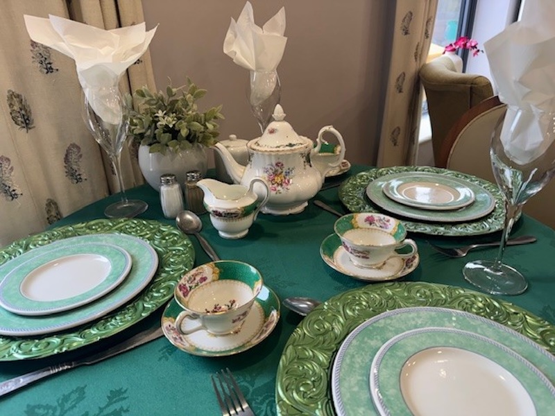 a table setup with crockery