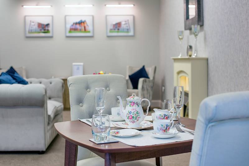 tea set for the residents in the lounge area