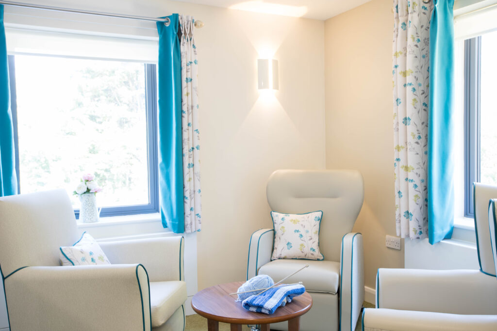 knitting on table in seating area