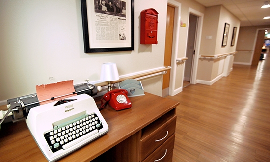 hallway with typewriter