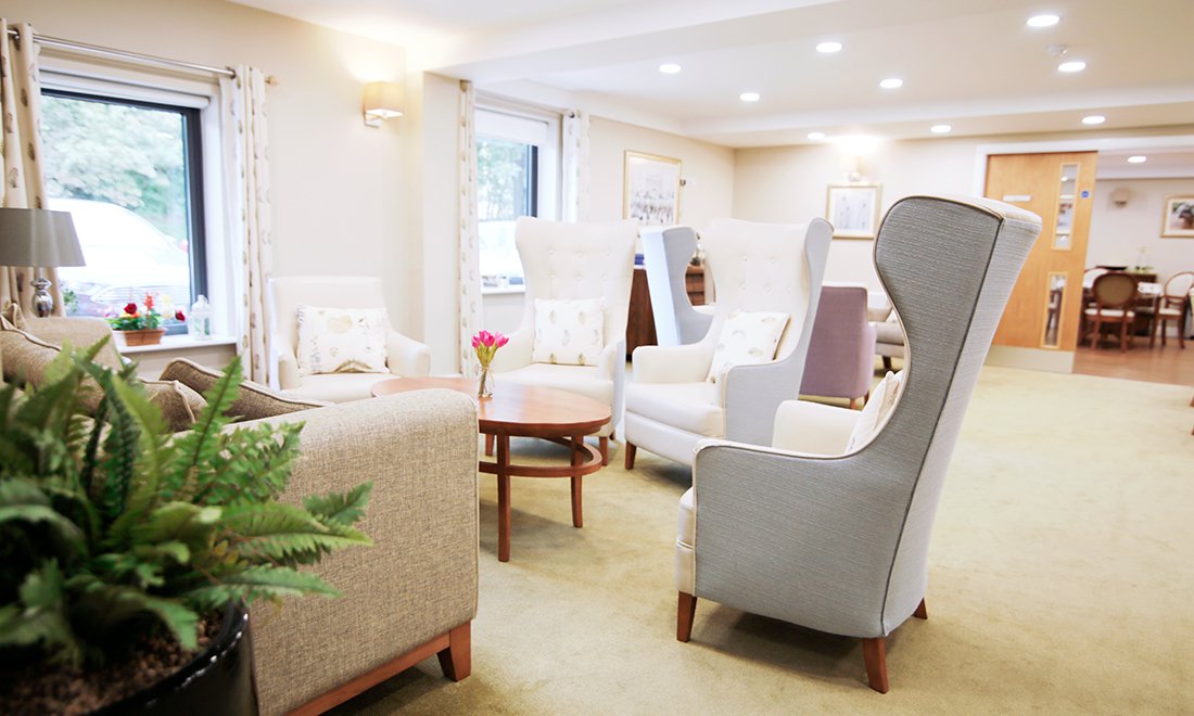 comfortable grey armchairs setup in the lounge