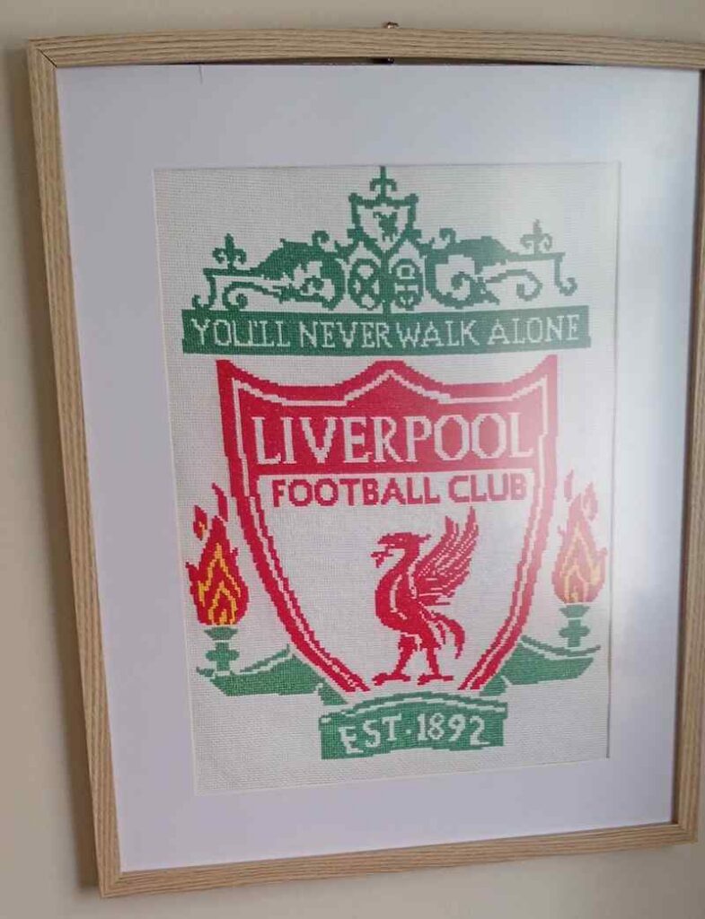 cross stitch of the liverpool badge
